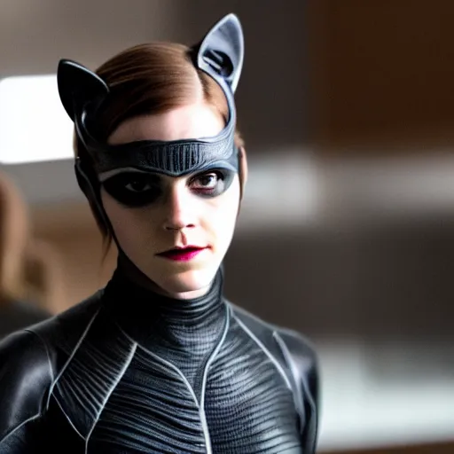 Image similar to Emma Watson as Catwoman, XF IQ4, f/1.4, ISO 200, 1/160s, Adobe Photoshop, DxO Photolab, Sense of Depth, AI enhanced, HDR, in-frame