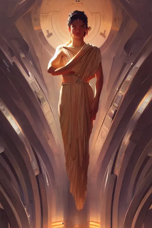 Prompt: space, temple, buddhism, futurism, painting by greg rutkowski, j. c. leyendecker, artgerm