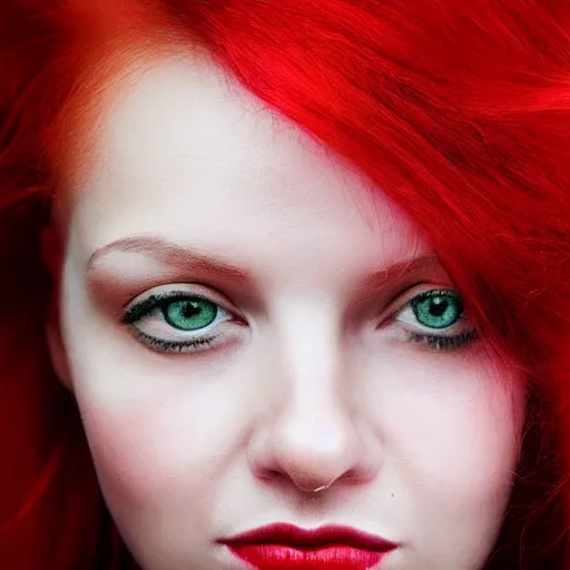 Prompt: portrait polina kouklina with red hair, high detail, dramatic light