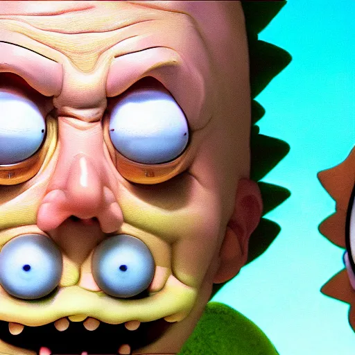 Image similar to real life rick and morty, photorealistic, highly detailed, photo