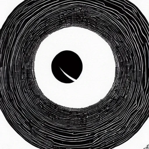 Image similar to by peter milligan loose, minimalist. a beautiful art installation of a black hole consuming a star.