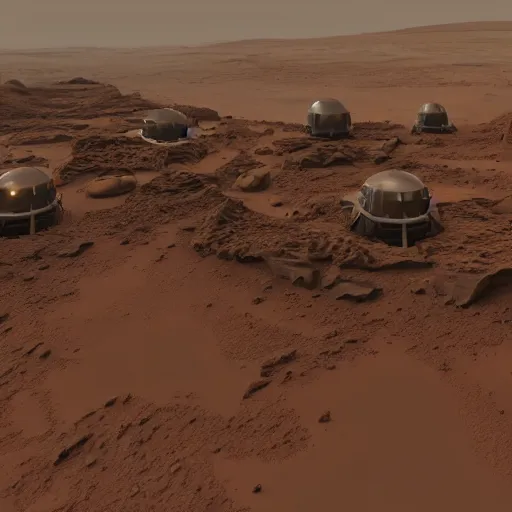 Prompt: Colony on Mars, hyperrealistic, dynamic lighting, highly detalied