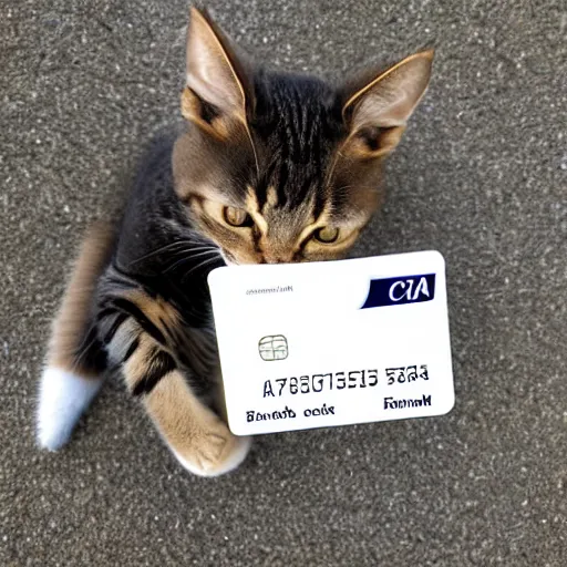 Prompt: cat stealing my credit card