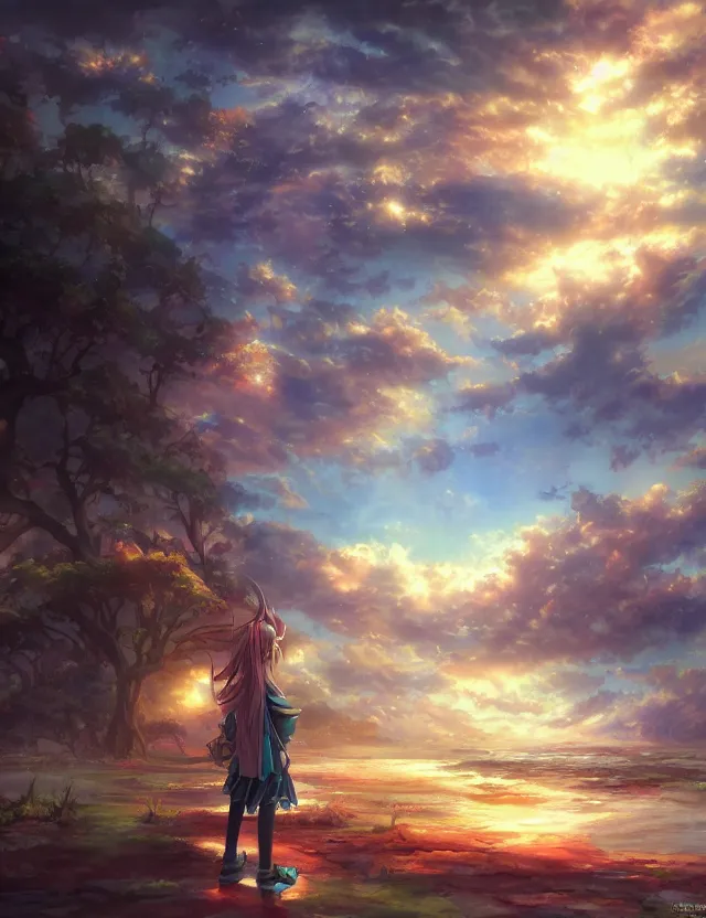 Image similar to anime scenery, trending artwork, painted in anime painter studio, by anato finstark, tony sart, marc simonetti and an anime artist, collaboration