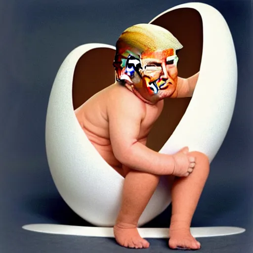 Image similar to Donald Trump in an eggshell photographed by Anne Geddes