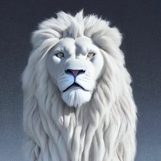 Prompt: beautiful portrait commission of a albino male furry anthro lion ice statue made entirely out of ice on display, detailed face , hyperdetailed. Character design by charlie bowater and makoto shinkai, detailed, inked, western comic book art, 2021 award winning painting