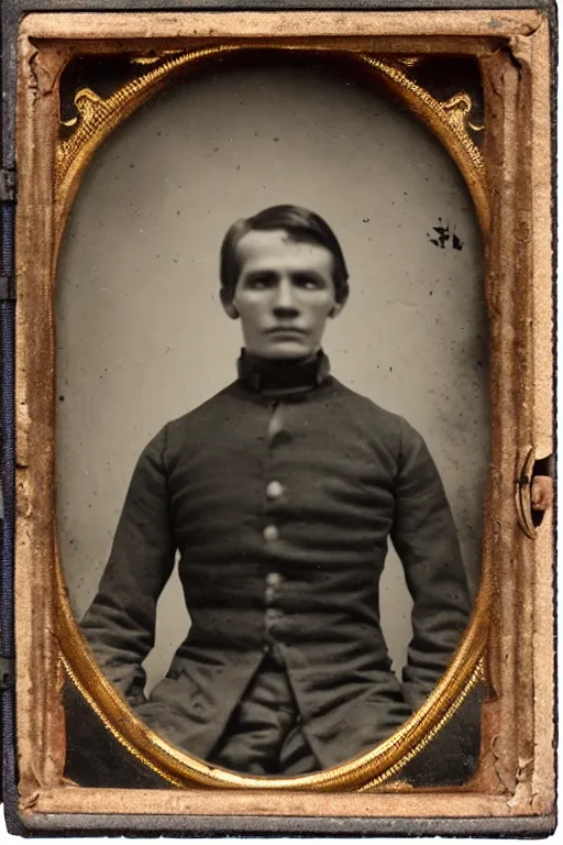 Image similar to spider - man, american civil war photo portrait, 1 8 6 4, tin type