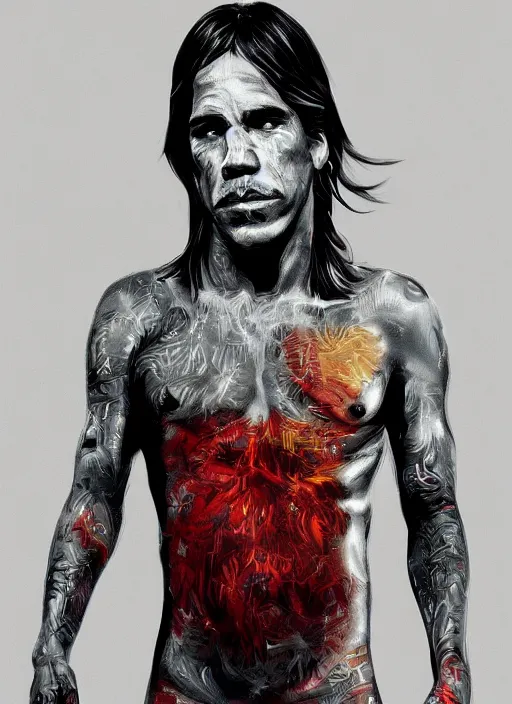 Prompt: Anthony Kiedis from the Red Hot Chili Peppers as an omnipotent god, digital art, trending on Artstation