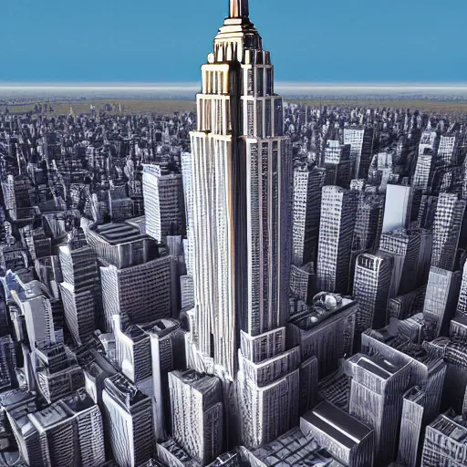 Image similar to 3 d render of a building, octane render, blender 3 d, empire state building model