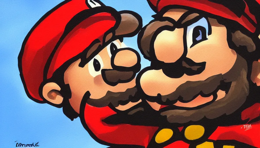 Prompt: Painting of Mario in the style of František Dvořák