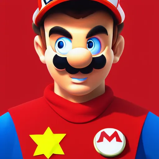 Image similar to Digital portrait Poster of Max Verstappen as Super Mario, Nintendo, digital art, detailed, realistic, trending on artstation