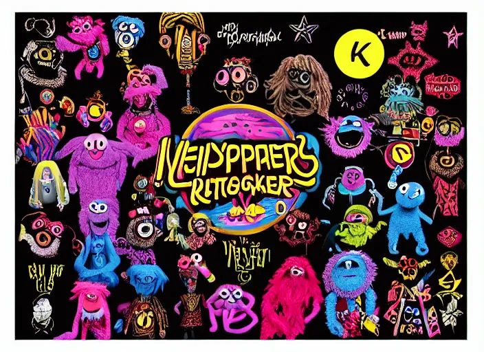 Image similar to 8k hyper realistic detailed image, swirl, unholy Cookie Monster rites in a coven of Muppets, Black Frank the goat and neon pentagram in the center, rich deep colors, neon colors, cinematic shot by Alfonso Cuaron, part by Gaspar Noe, part by stanley kubrick, ultra detailed