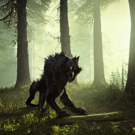 Image similar to werewolf from van helsing lumberjack unreal engine hyperreallistic render 8k character concept art forest masterpiece