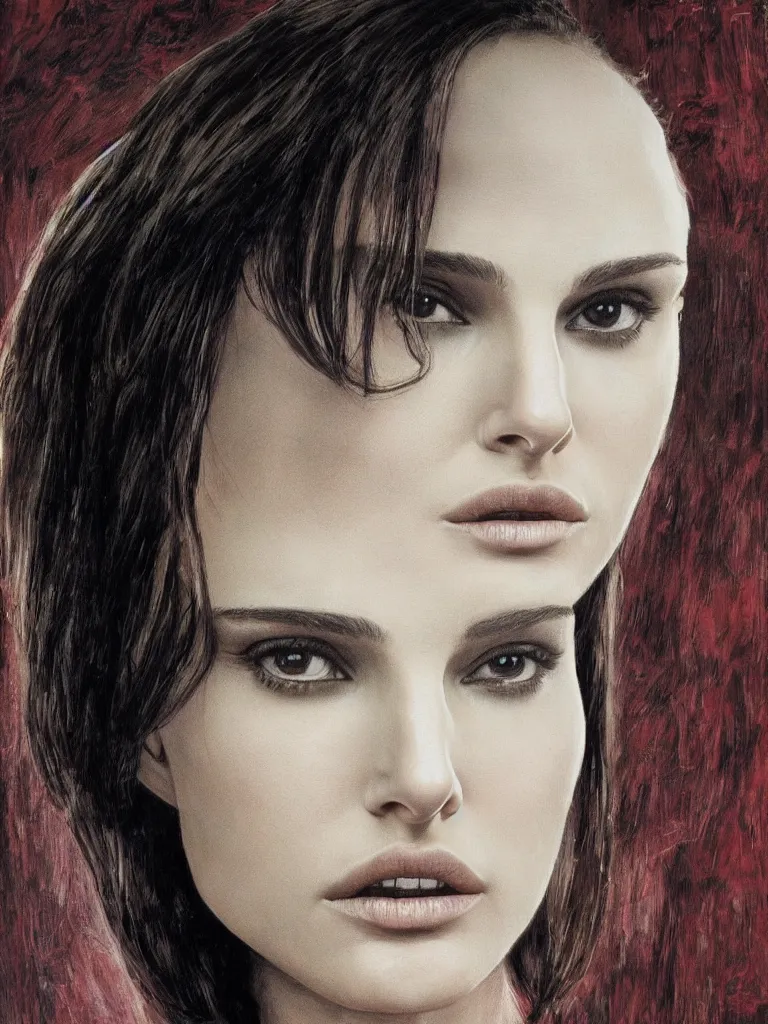 Image similar to a beautiful portrait of natalie portman by h.r. giger and by Annie Leibovitz, detailed, proportional, trending on art station, 4k