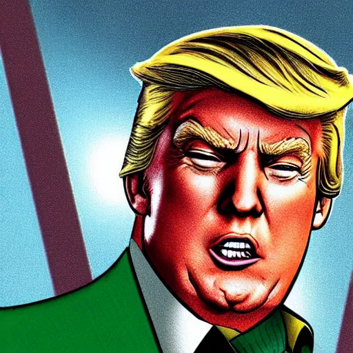 Prompt: Donald Trump as green lantern, concept art