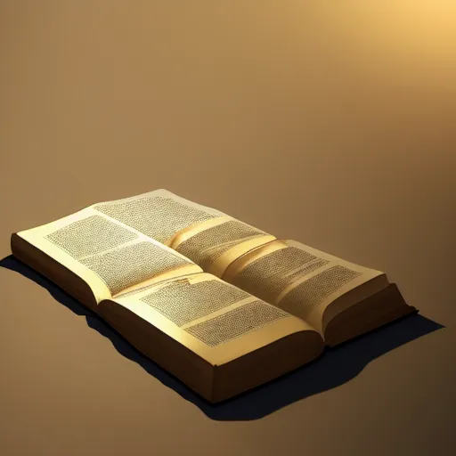 Prompt: photorealistic Bible, heavenly light shining onto it, golden light, aura, cgsociety, artstationhq, digital art, detailed