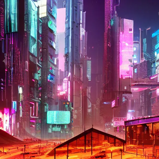 Image similar to photo of a cyberpunk city