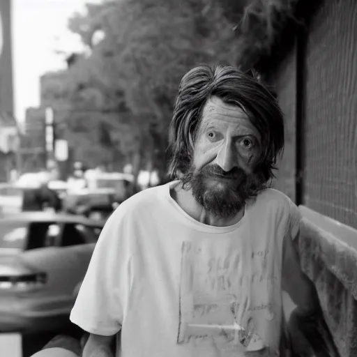 Image similar to Senator John Kennedy as a disheveled homeless man. CineStill