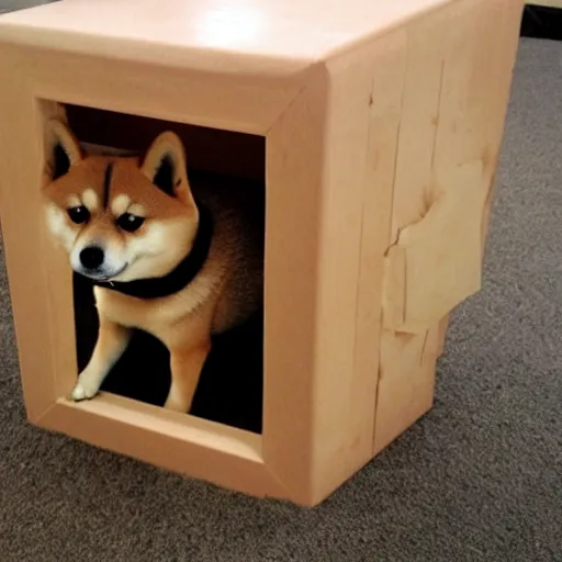 Prompt: doge shiba inu turned into a cube,