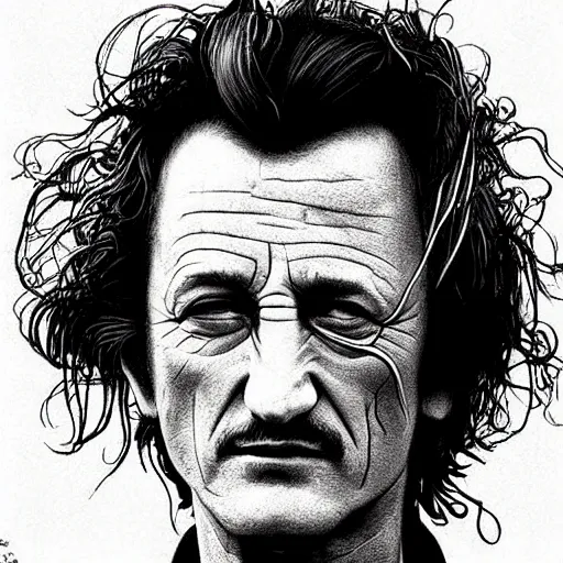 Image similar to “ sean penn retro minimalist portrait by jean giraud, moebius, sharp, smooth face, comic, 8 k ”