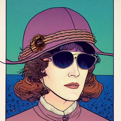 Prompt: winona ryder retro minimalist portrait moebius starwatcher comic by jean giraud, 8 k