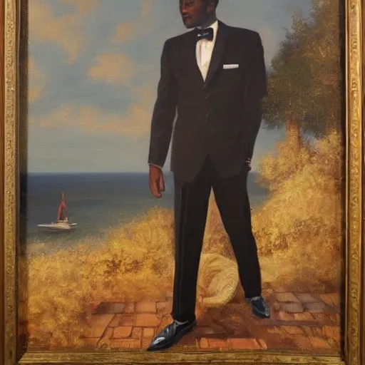 Image similar to a black man reconciling his important dreams, impressive oil painting