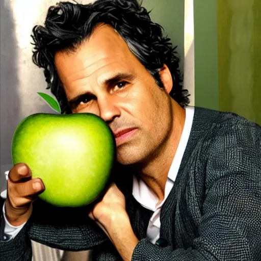 Image similar to mark ruffalo as a green apple