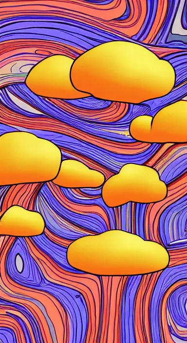 Image similar to orange floating island cartoon app background artwork, digital art, award winning