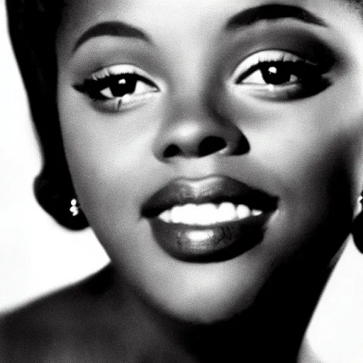 Image similar to black and white photo of a beautiful and elegant 1 9 6 5 young black actress