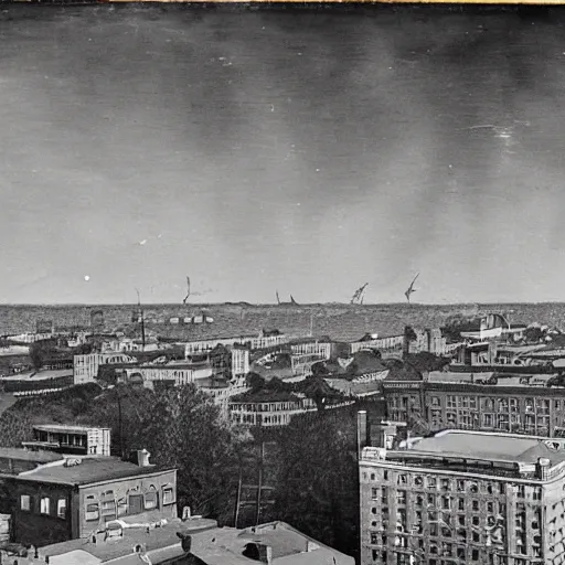 Image similar to balcony view of 1 9 2 5 boston with a broken sky