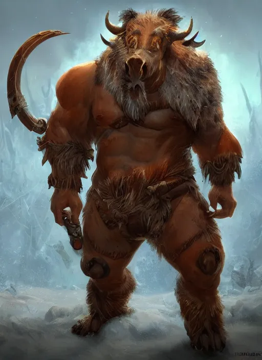 Image similar to а fantasy Proto-Slavic mythology boar inspired blizzard games, full body, detailed and realistic, 4k, top-artstation, octane render