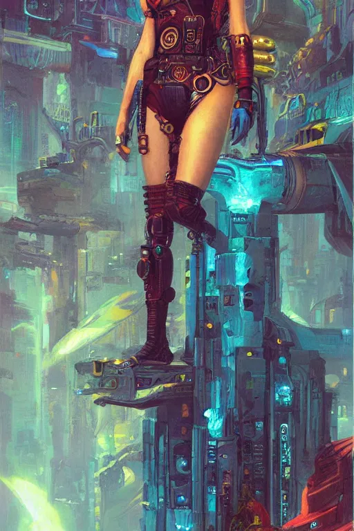 Prompt: a cyberpunk half length portrait of cleopatra, by paul lehr, jesper ejsing