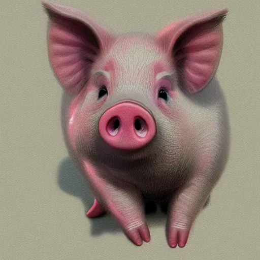 Image similar to face of cutest pig in the world. Artistic. Concept art. Drawing. High details. Artstation. Cute.