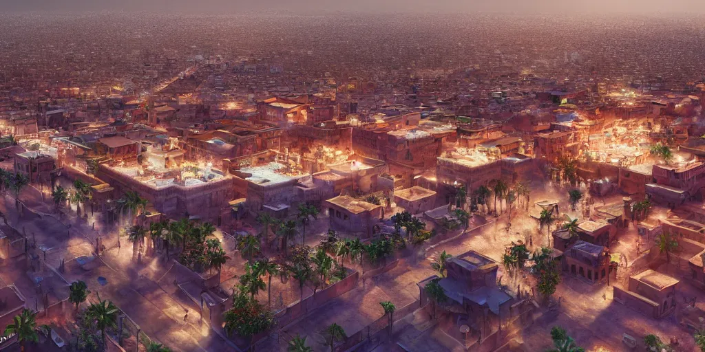 Image similar to smart city of marrakech, volumetric light, detailed, establishing shot, an epic fantasy, cinematic, photorealistic, ultrarealistic, trending on art station, octane render
