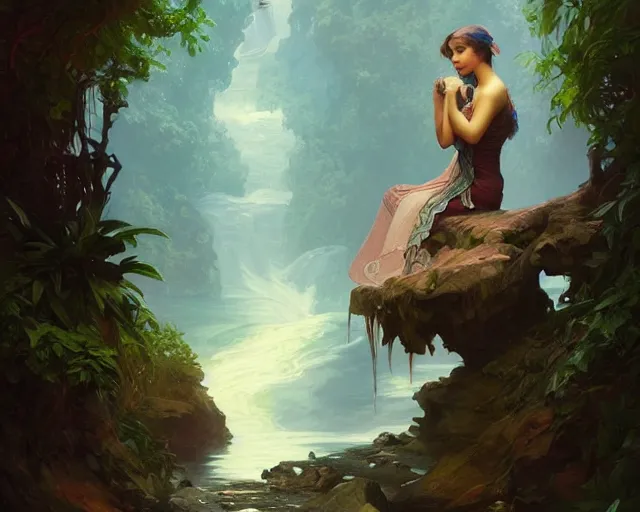 Image similar to photography of robert s. duncanson, deep focus, d & d, fantasy, intricate, elegant, highly detailed, digital painting, artstation, concept art, matte, sharp focus, illustration, hearthstone, art by artgerm and greg rutkowski and alphonse mucha