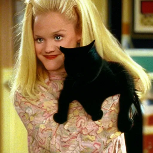 Image similar to salem the cat on sabrina the teenage witch 1 9 9 0 s sitcom, tv still, funny picture