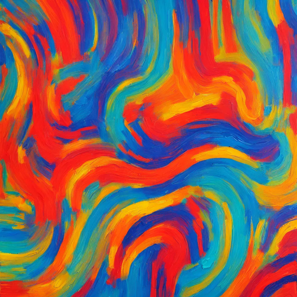 Prompt: oil painting, colourful popping stripes on canvas, artstation, design award