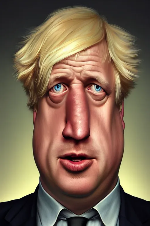 Image similar to Boris Johnson as a Family Guy character, realistic portrait, symmetrical, highly detailed, digital painting, artstation, concept art, smooth, sharp focus, illustration, cinematic lighting, art by artgerm and greg rutkowski and alphonse mucha