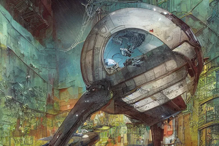 Prompt: gigantic futuristic cat floating in the space, a lot of exotic plants, trees, flowers, vintage sci - fi, newspaper grainy colors, flat surreal grainy design, super - detailed, painting by enki bilal and moebius, hd, 4 k, high quality