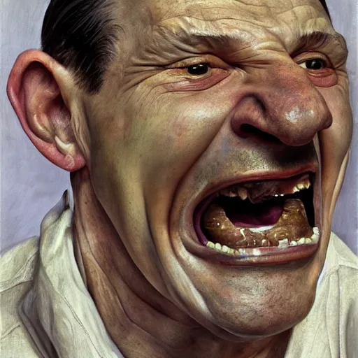 Prompt: high quality high detail painting by lucian freud, hd, screaming man, photorealistic lighting