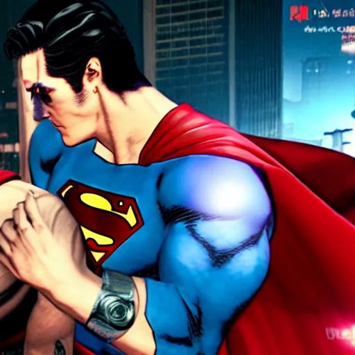 Image similar to superman vs kiryu kazuma