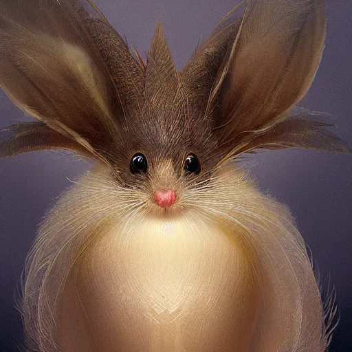 Image similar to portrait character design, a cute feathered mouse, feathers plumage, plumed by brian froud, portrait studio lighting by jessica rossier and brian froud