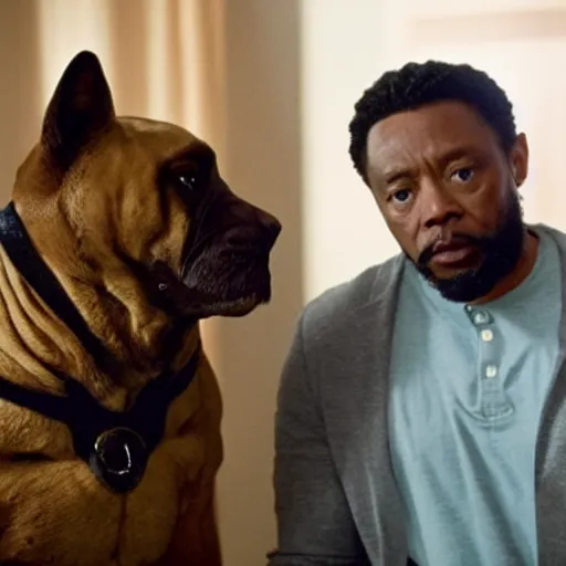 Image similar to a still of from the movie turner & hooch crossover with the movie the black panther