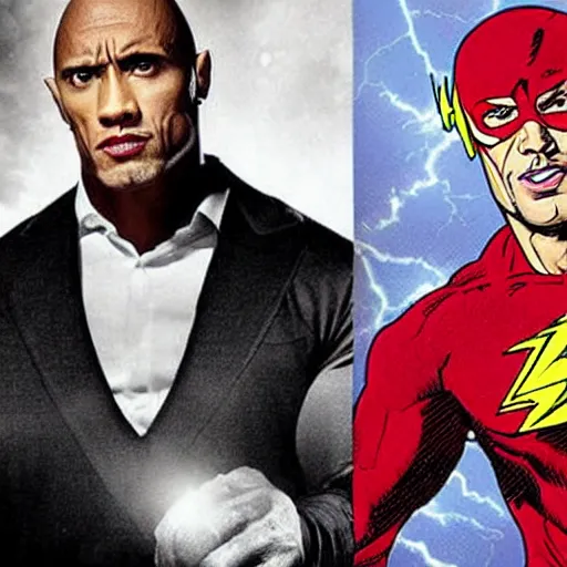 Prompt: The Rock as the Flash