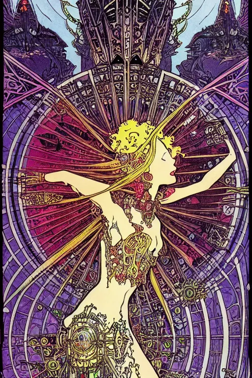 Image similar to !dream castle by Philippe Druillet and Mucha