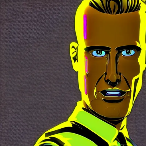 Prompt: max headroom, cartoon portrait made out of rain, realistic, highly detailed, neon, rendered in octane, unreal engine, rain, beautiful, trending on artstation, emotional