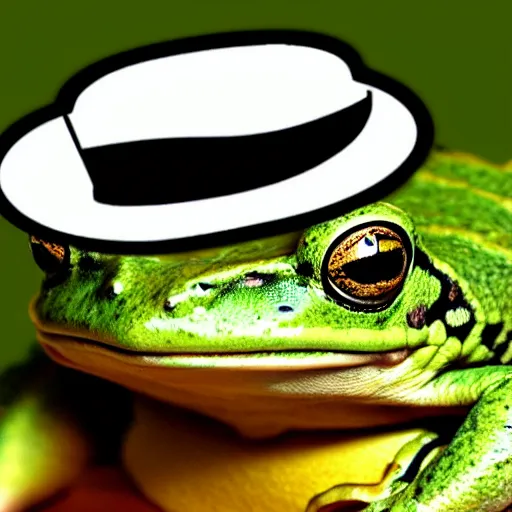 Prompt: a frog wearing a top hat