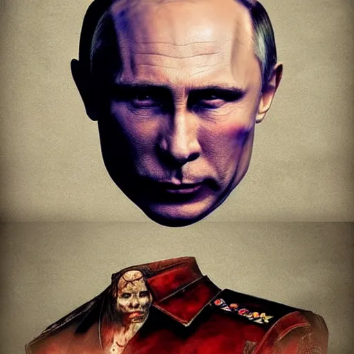 Image similar to Portrait of Vladimir Putin as a zombie, top image of all time on /r/ConceptArt subreddit