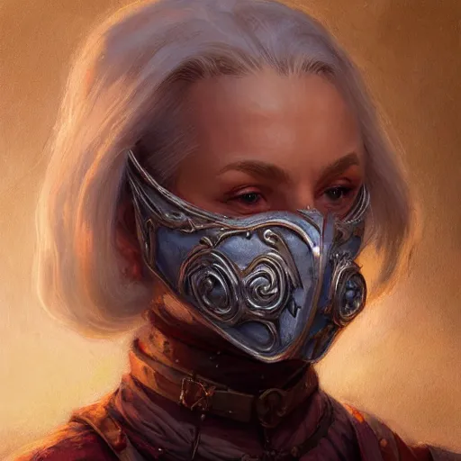 Image similar to realistic d & d fantasy character wearing a heart shaped mask, closeup portrait art by donato giancola and greg rutkowski, vintage retro, realistic face, digital art, trending on artstation, symmetry!!