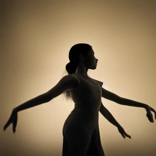 Image similar to , a woman filling ballet surrounded by a crowd of ancient civilisations 5 0 mm lens, f 1. 4, sharp focus, ethereal, emotionally evoking, head in focus, volumetric lighting, 8 k